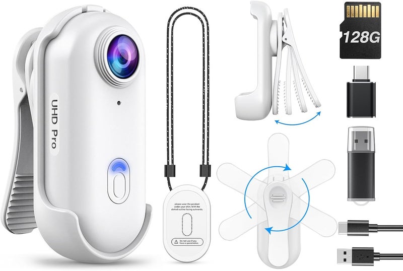 BOBLOV W4 2K Mini Body Camera, Wearable 128GB Camera with 360°Rotatable Clip & Magnetic Clip, 120 Minutes for Recording, Easy to Use and Take for Lecture, Traveling and Outdoors Activities (WT128GB) - Image 1